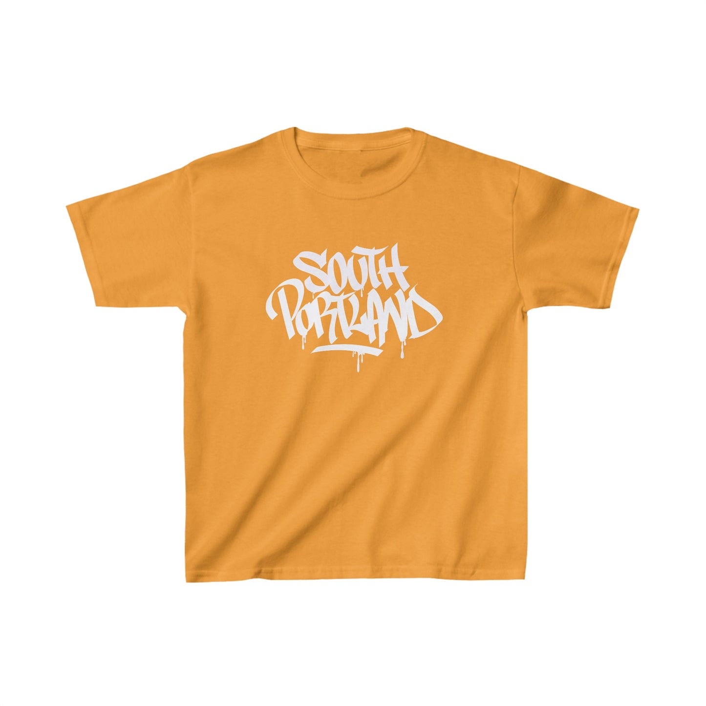 Kids South Portland White Letter T-Shirt