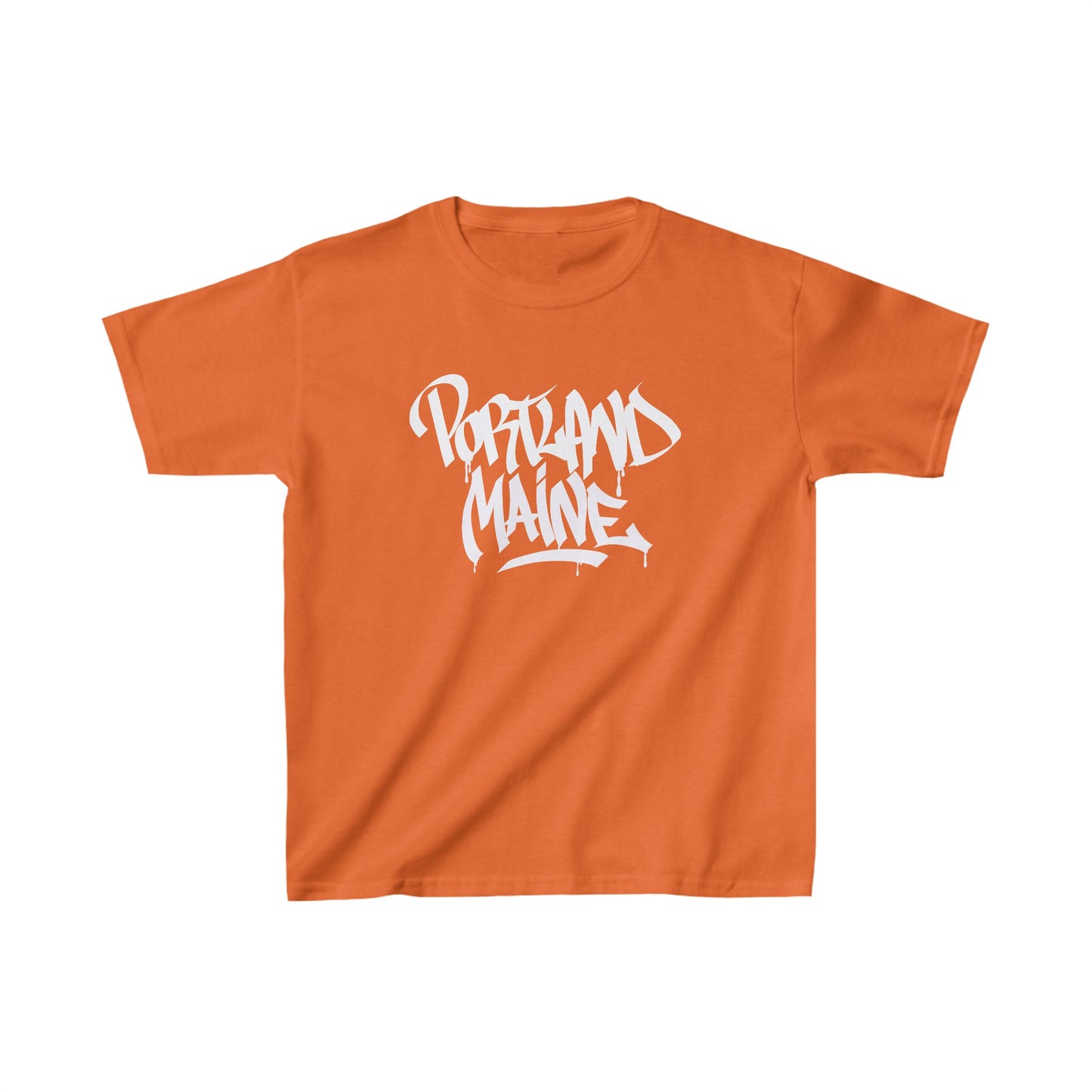 Kids Portland Maine White Letter T-Shirt