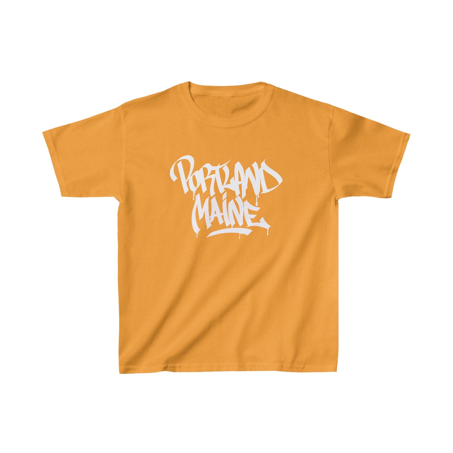 Kids Portland Maine White Letter T-Shirt