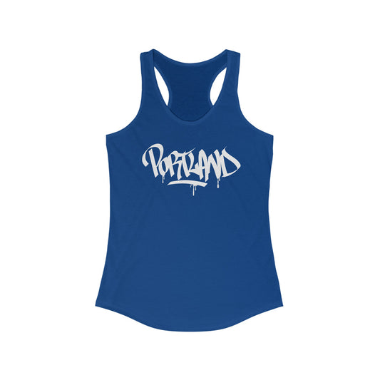 Portland White Letter Women's Racerback Tank