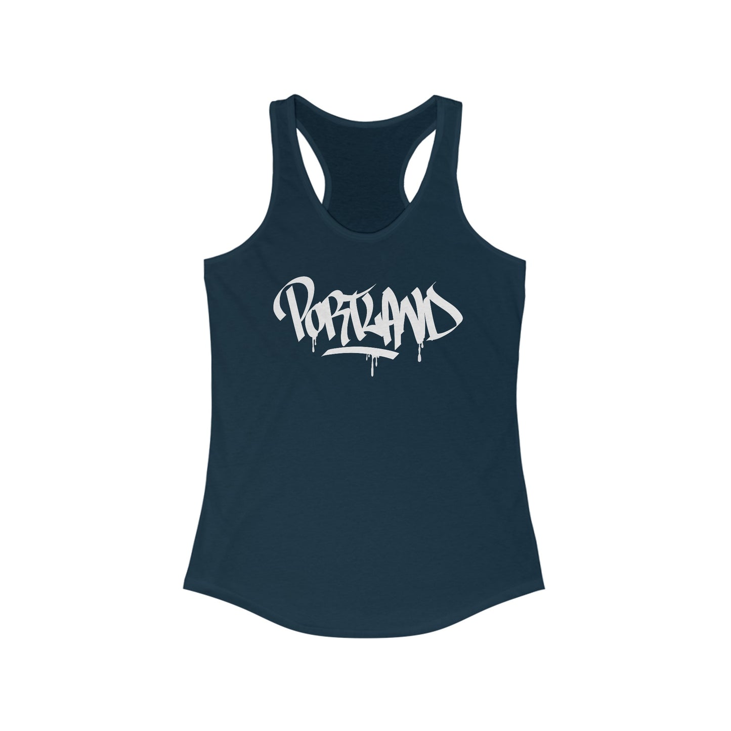 Portland White Letter Women's Racerback Tank