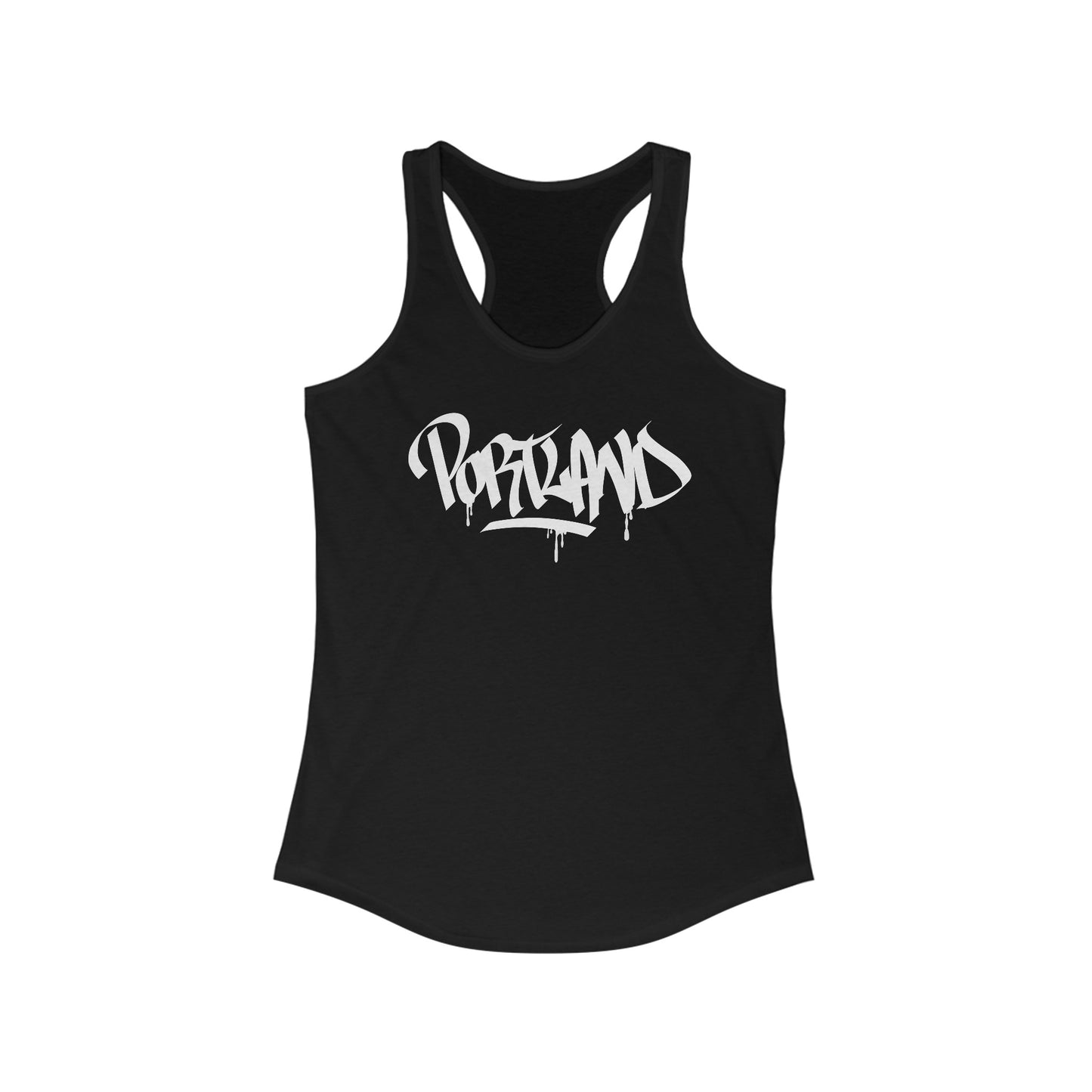 Portland White Letter Women's Racerback Tank