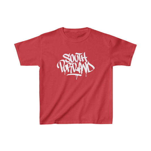 Kids South Portland White Letter T-Shirt