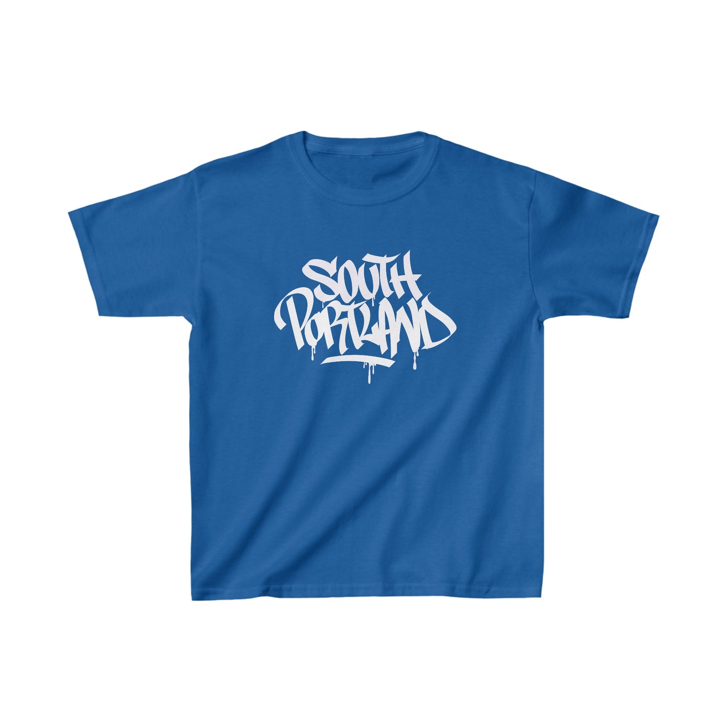 Kids South Portland White Letter T-Shirt