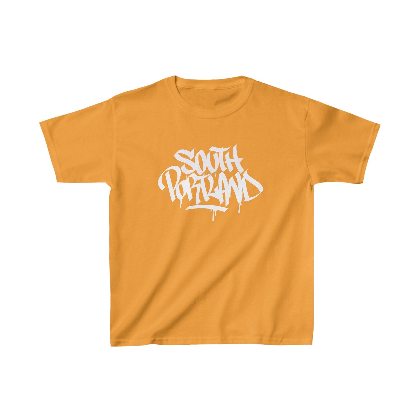 Kids South Portland White Letter T-Shirt