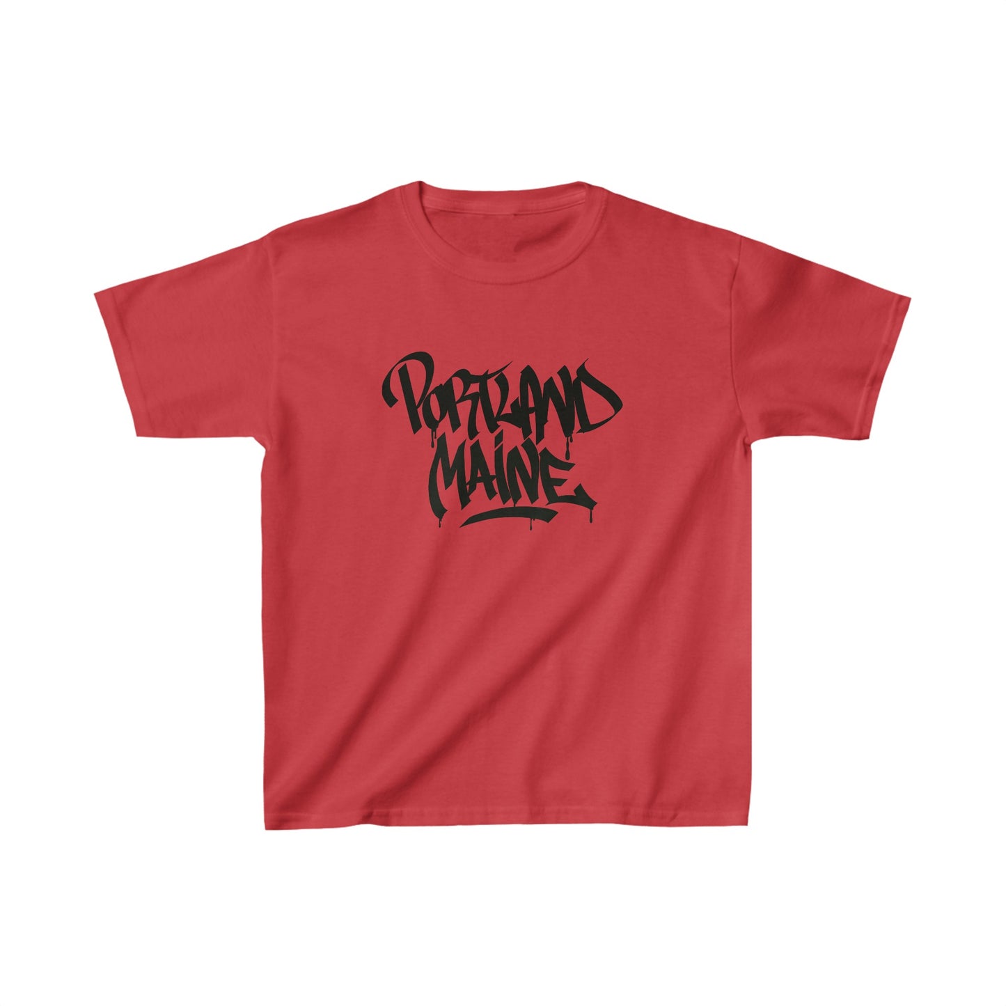 Kids Portland Maine Black Letter T-Shirt