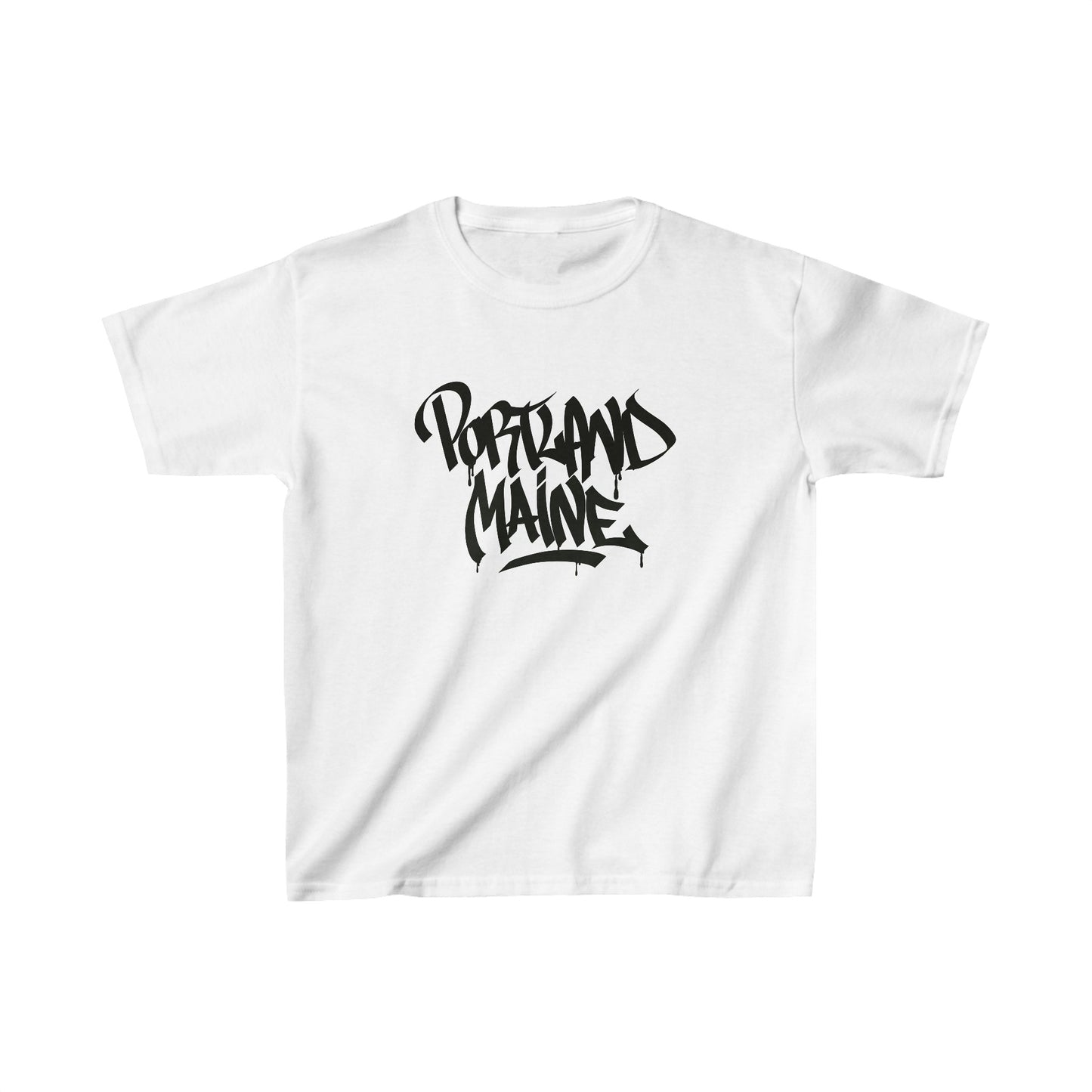 Kids Portland Maine Black Letter T-Shirt