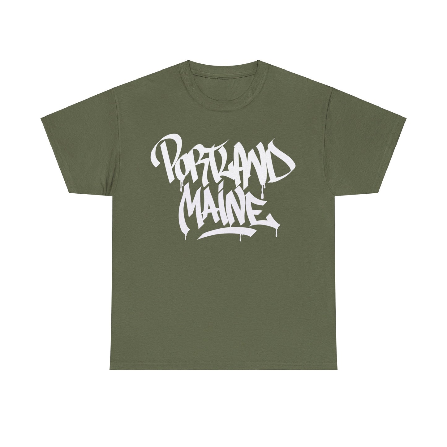 Portland Maine White Letter T-Shirt