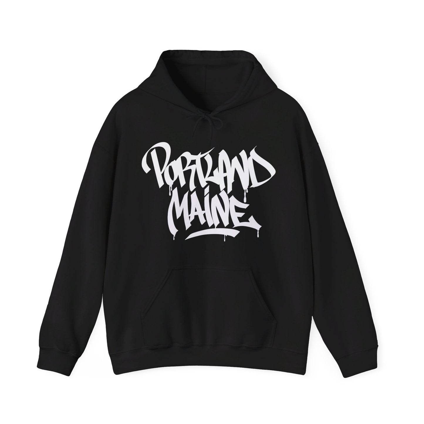 Portland Maine White Letter Hoodie