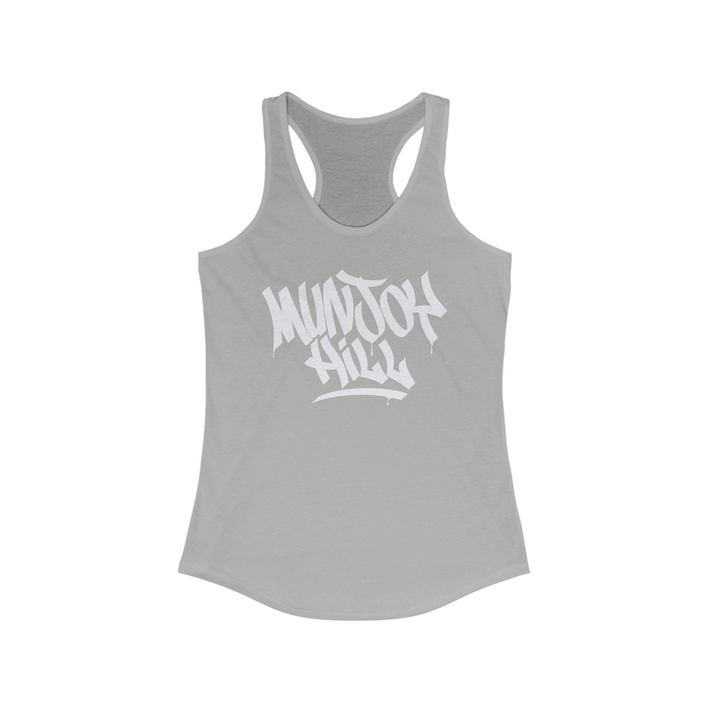 Women's Munjoy Hill White Letter Racerback Tank