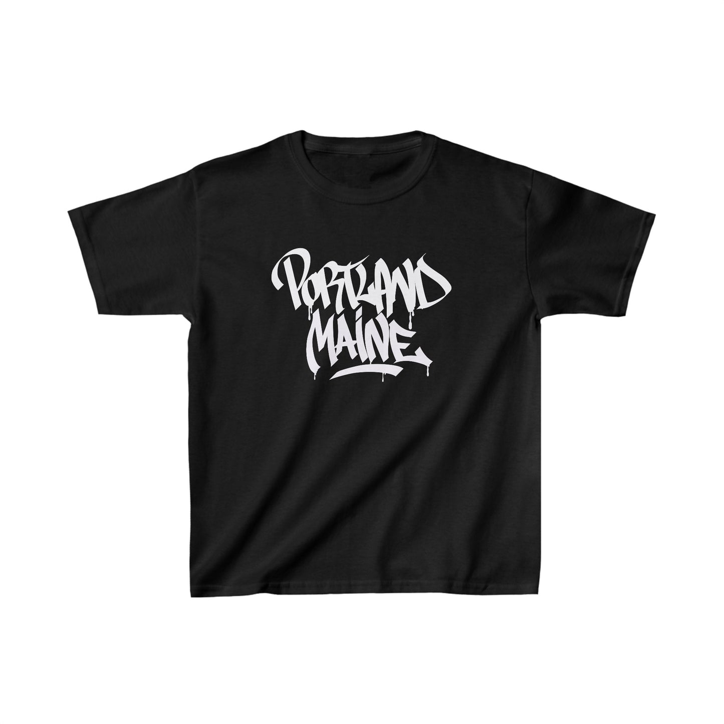 Kids Portland Maine White Letter T-Shirt