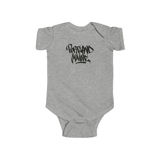 Infant Portland Maine Black Letter Bodysuit