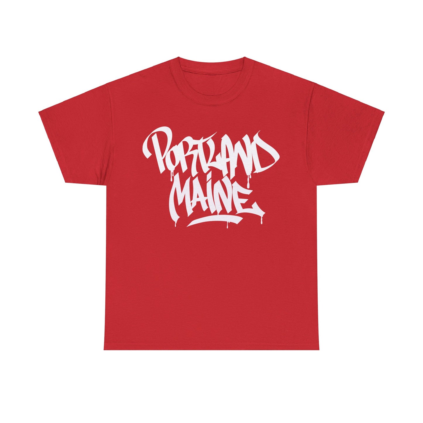 Portland Maine White Letter T-Shirt