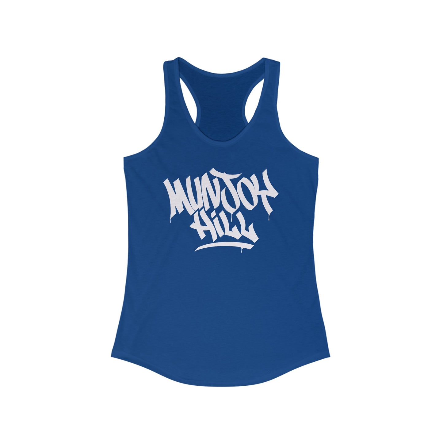 Women's Munjoy Hill White Letter Racerback Tank