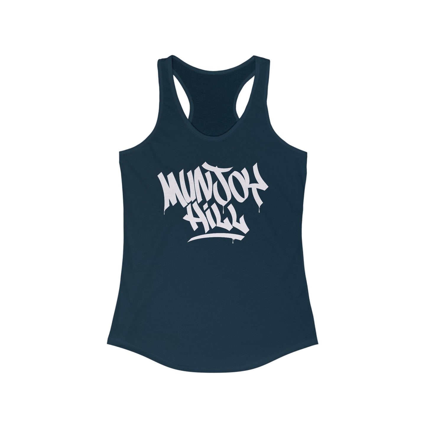 Women's Munjoy Hill White Letter Racerback Tank