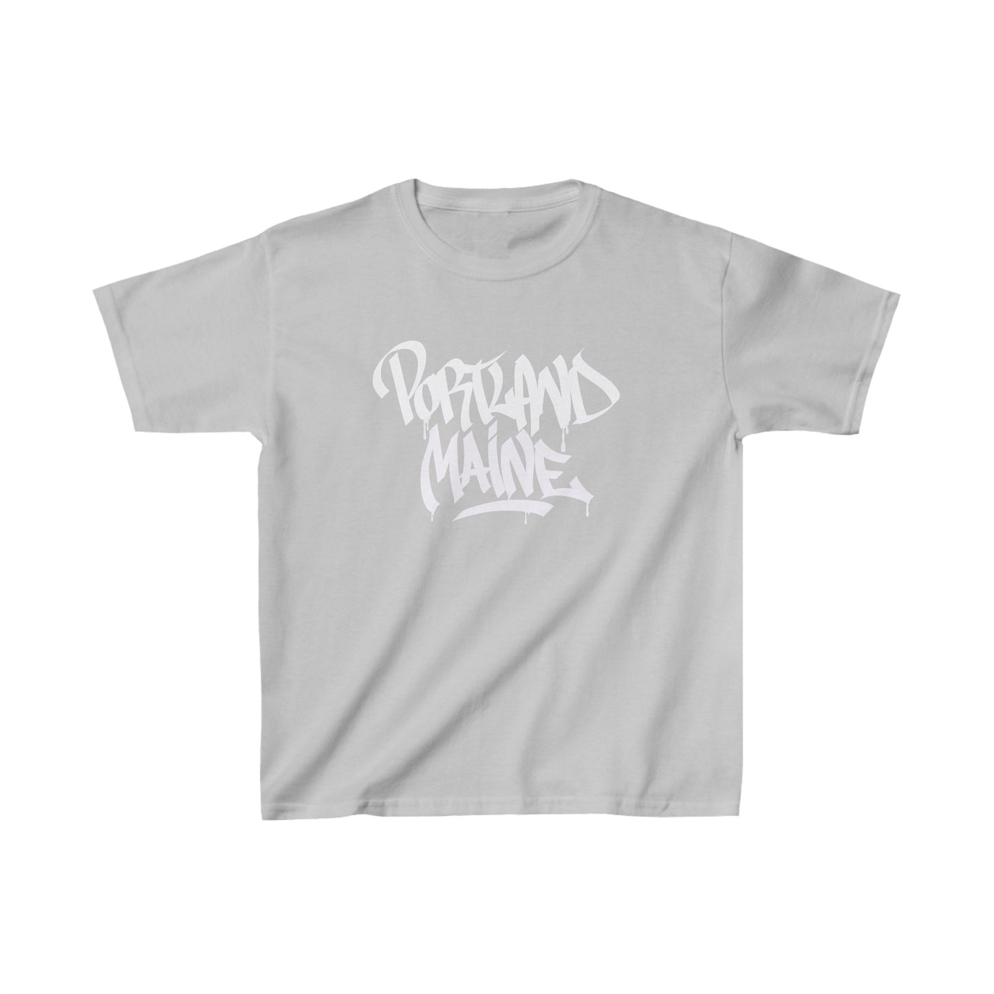 Kids Portland Maine White Letter T-Shirt