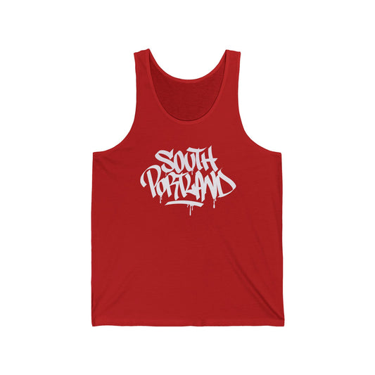 Unisex South Portland White Letter Tank