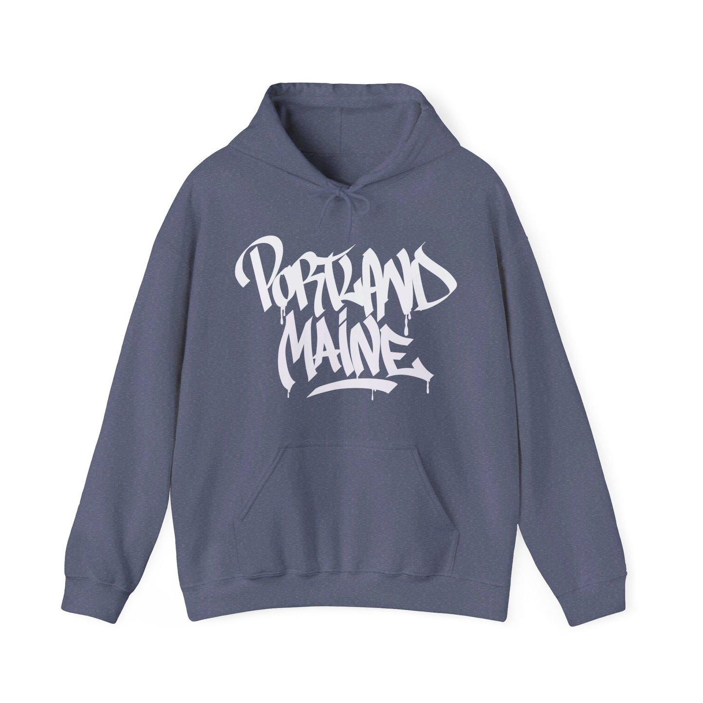 Portland Maine White Letter Hoodie