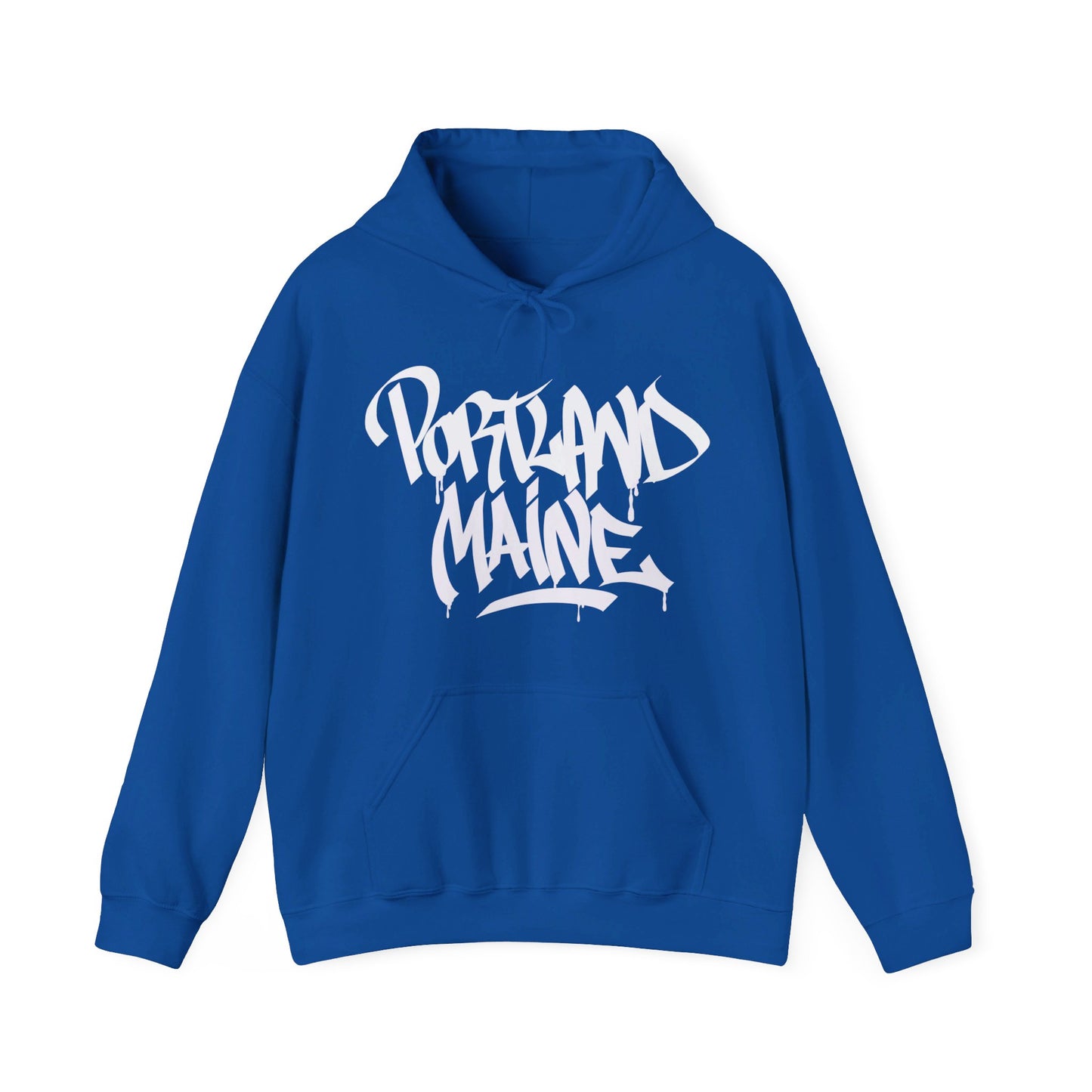 Portland Maine White Letter Hoodie