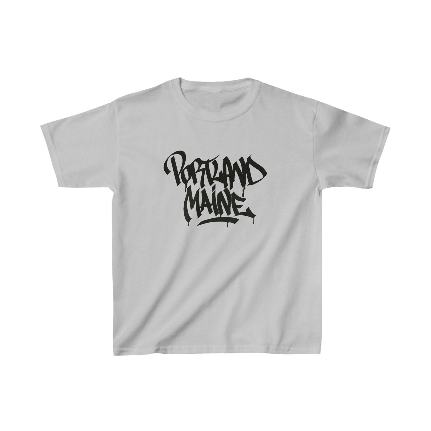 Kids Portland Maine Black Letter T-Shirt